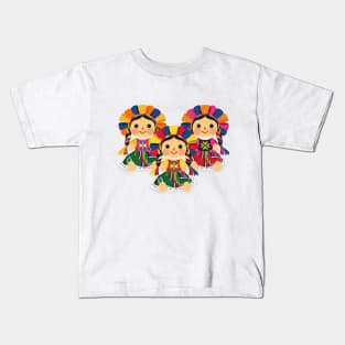 Mexican María Dolls. Mexican Otomi Dolls. Traditional Mexican Rag Dolls Kids T-Shirt